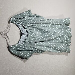 Alyx Blouse Womens Size XLL Green White Dots